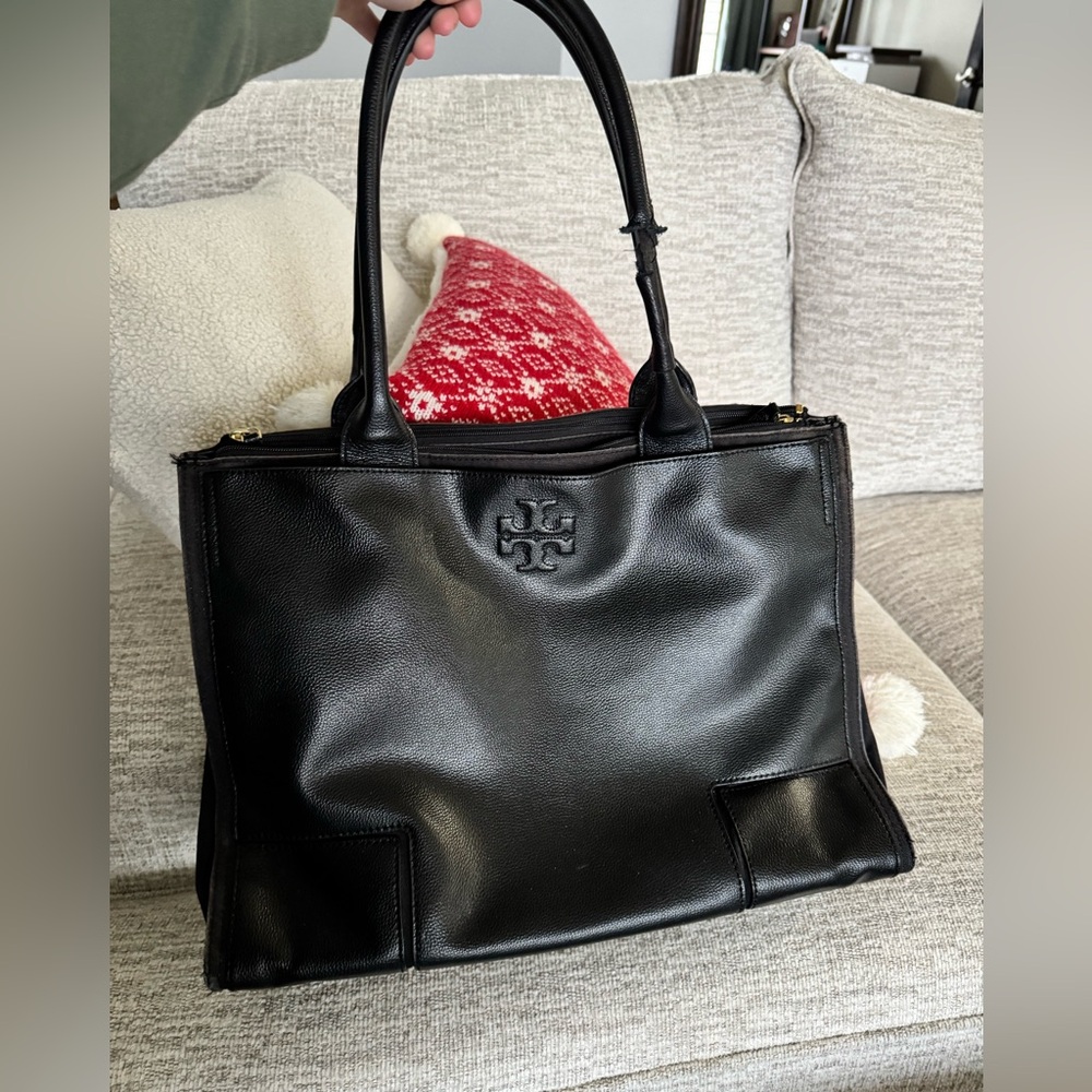 Tory Burch Black Leather Tote Bag
